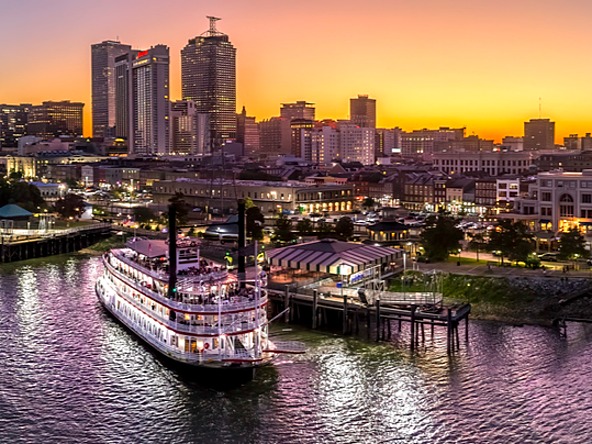 new orleans city view at sunset